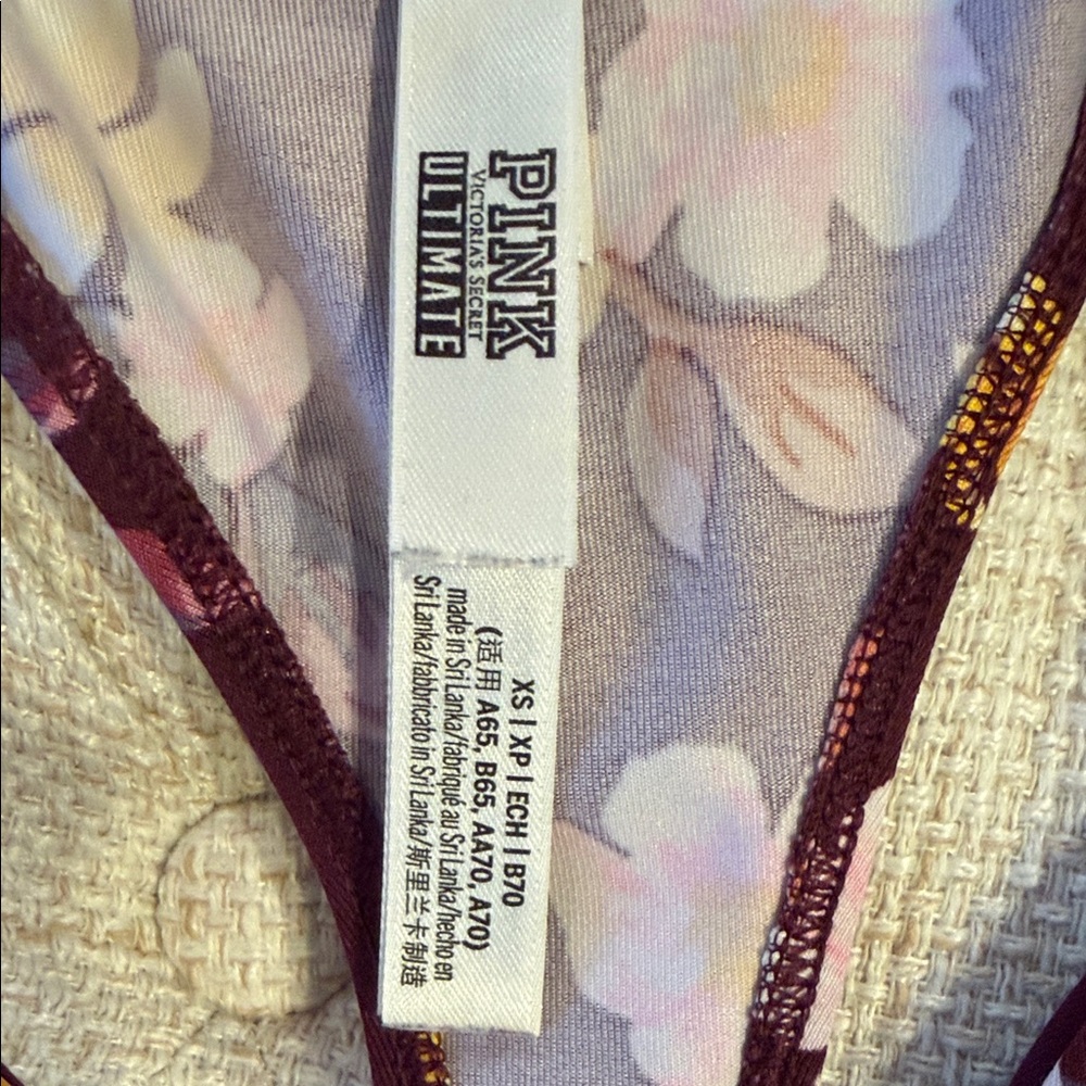 Victoria's Secret Maroon Floral Sports Bra XS - Picture 2 of 4